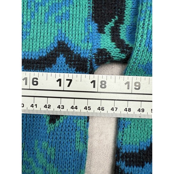Vintage Herald House Sweater Mens Large Blue Green Black Acrylic Knit USA 80s - Picture 8 of 14